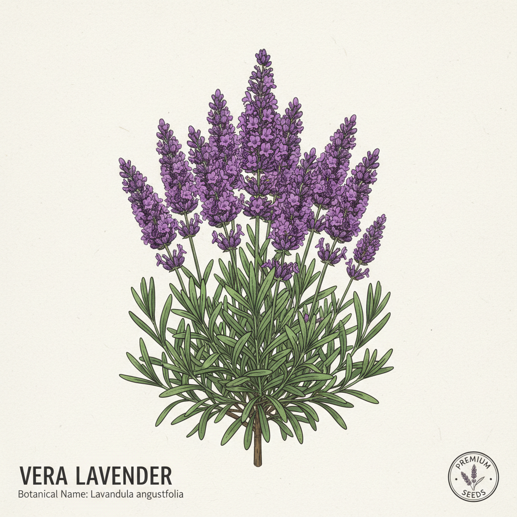 Vera lavender in full bloom with dense purple flower spikes